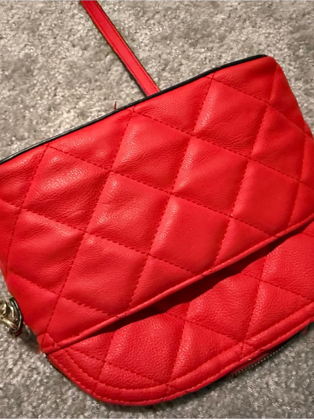 Quilted Red Betsey Johnson  Bag with Gold Nameplate